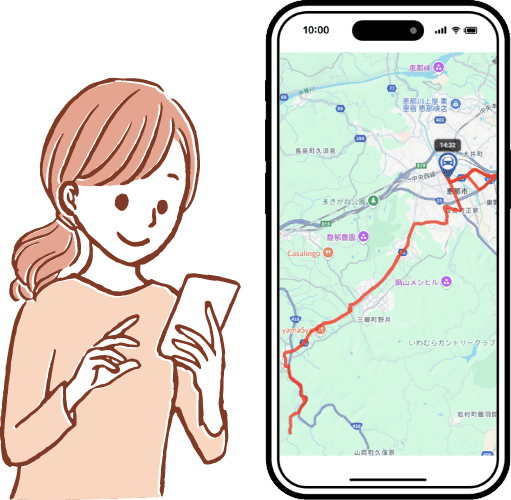 画像：ロコバス・スクールのスマートフォン画面を使ったイメージ